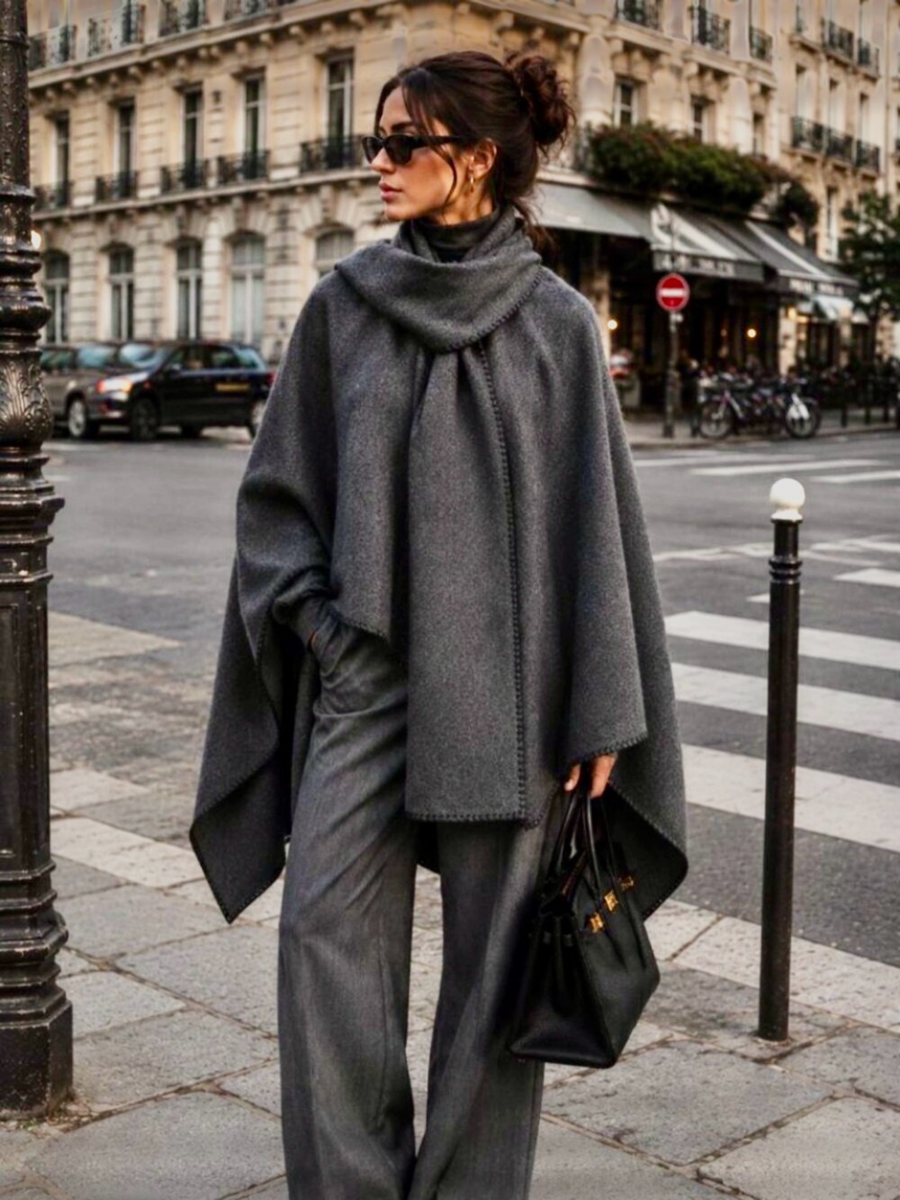 NWT Zara Knit Cape With Contrasting Thread Scarf